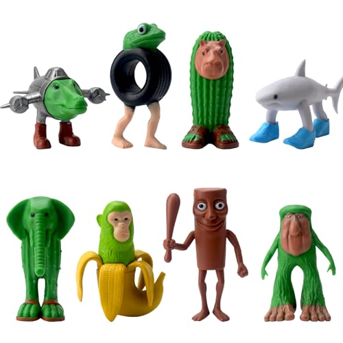 Hlayshing 8 PCS Italian Brainrot Meme Shark Figures,Tung Tung Tung Sahur Figur,Tralalero Tralala Figur,Italian Brainrot Figures,Brainrot Animals Figurines FüR Kinder,Erwachsene von Hlayshing
