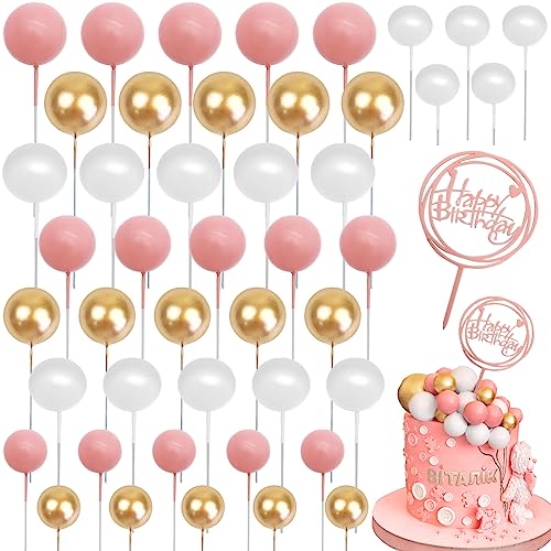 46 Stück Tortendeko Kugeln, Rosa und Gold Kuchen Schaumkugeln Cupcake Topper, Happy Birthday Cake Topper DIY Tortendeko Hochzeit für Hochzeit Hochzeitstag Geburtstag Babyparty 46 Stück Tortendeko Kugeln, Rosa und Gold Kuchen Schaumkugeln Cupcake Topper, Happy Birthday Cake Topper DIY Tortendeko Hochzeit für Hochzeit Hochzeitstag Geburtstag Babyparty von Hlimior