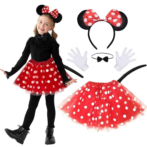 Hmdylyh Maus Mouse Kostüm,Damen Maus Mouse Kostüm,Maus Mouse Kostüm Damen Kinder,Tutu Tüllrock+Micky Maus Ohren+Handschuhe+Nase+Krawatten+Schwanz für faschingskostüme Damen und Halloween Cosplay Hmdylyh Maus Mouse Kostüm,Damen Maus Mouse Kostüm,Maus Mouse Kostüm Damen Kinder,Tutu Tüllrock+Micky Maus Ohren+Handschuhe+Nase+Krawatten+Schwanz für faschingskostüme Damen und Halloween Cosplay von Hmdylyh