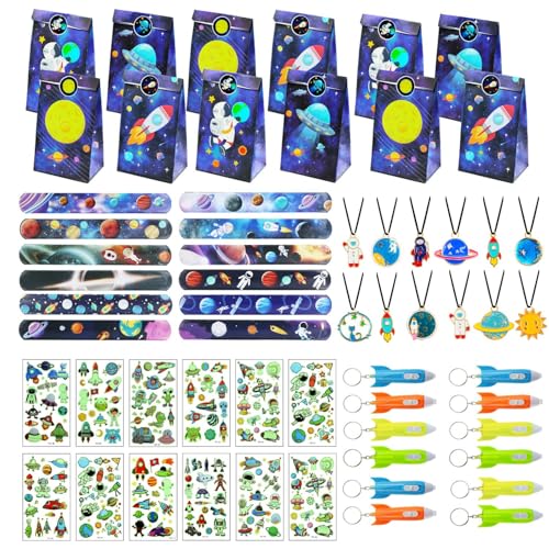 Hmfmdy 60 Stück Weltraum Party Mitgebsel Kindergeburtstag mit Geschenktüten, Partygeschenk-Packs, Füllung Party Mitbringsel Kinder mit Weltraum Rakete, Schnapparmbänder, Halskette, Tattoo-Aufkleber -B Hmfmdy 60 Stück Weltraum Party Mitgebsel Kindergeburtstag mit Geschenktüten, Partygeschenk-Packs, Füllung Party Mitbringsel Kinder mit Weltraum Rakete, Schnapparmbänder, Halskette, Tattoo-Aufkleber -B von Hmfmdy