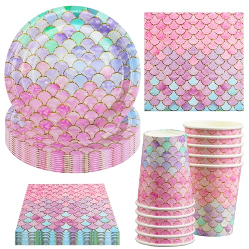 Hmfmdy Meerjungfrau Partygeschirr Set, 40 Stück Meerjungfrau Party Deko, Geburtstag Geschirr Kit, Mit Pappteller Becher Servietten, Kindergeburtstag Party Geschirr Supplies für 10 Gäste Hmfmdy Meerjungfrau Partygeschirr Set, 40 Stück Meerjungfrau Party Deko, Geburtstag Geschirr Kit, Mit Pappteller Becher Servietten, Kindergeburtstag Party Geschirr Supplies für 10 Gäste von Hmfmdy