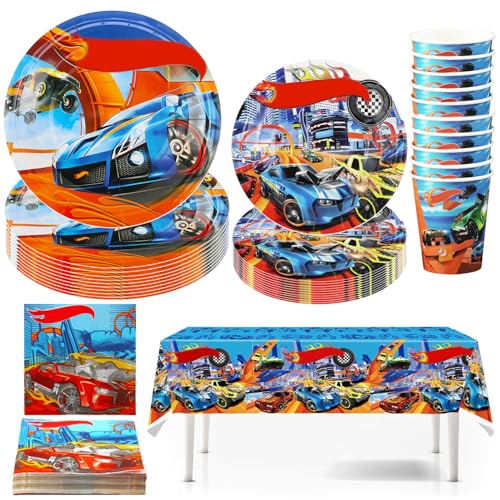 Hmfmdy Rennauto Partygeschirr Set, 51 Stück Racing car Party Deko, Rennauto Geburtstag Geschirr Kit, Mit Pappteller Becher Servietten, Autos Kindergeburtstag Party Geschirr Supplies für 10 Gäste - B Hmfmdy Rennauto Partygeschirr Set, 51 Stück Racing car Party Deko, Rennauto Geburtstag Geschirr Kit, Mit Pappteller Becher Servietten, Autos Kindergeburtstag Party Geschirr Supplies für 10 Gäste - B von Hmfmdy