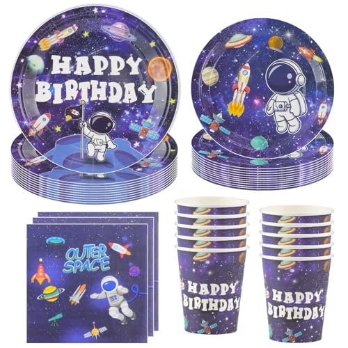 Hmfmdy Weltraum Partygeschirr Set, 50 Stück Astronaut Party Deko, Weltraum Raketen Geburtstag Geschirr Kit Mit Pappteller Becher Servietten, Party Geschirr Supplies für 10 Gäste Hmfmdy Weltraum Partygeschirr Set, 50 Stück Astronaut Party Deko, Weltraum Raketen Geburtstag Geschirr Kit Mit Pappteller Becher Servietten, Party Geschirr Supplies für 10 Gäste von Hmfmdy