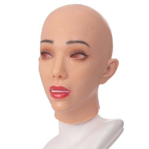 HmtAfro Silikon Crossdresser Masken für Erwachsene Silikon weibliche Masken (Ligth Brown, L) von HmtAfro