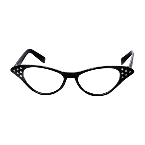 50er Jahre Strass Brille, Retro Old Lady Granny Kostüm Brille für Hip Hop Dress Up Halloween Party Favor, Schwarz, Einheitsgröße 50er Jahre Strass Brille, Retro Old Lady Granny Kostüm Brille für Hip Hop Dress Up Halloween Party Favor, Schwarz, Einheitsgröße von Hmxpls