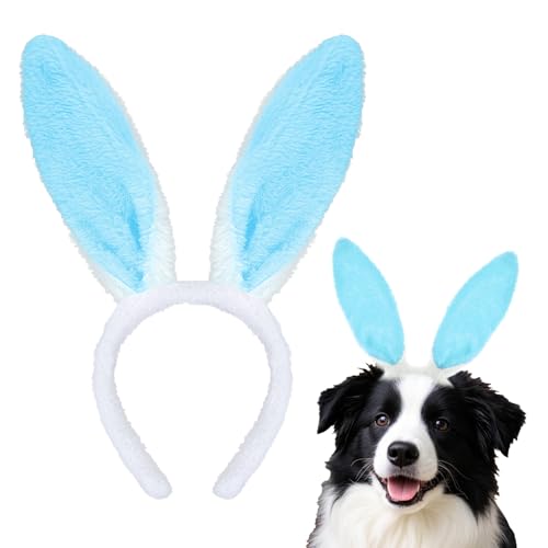 Hmxpls 2 x Hunde-Osterhasenohren-Kostüm, Stirnband, niedliches Haustier-Outfit, Zubehör, Tier-Kopfbedeckung für Halloween, Urlaub, Party, Cosplay (blau) von Hmxpls