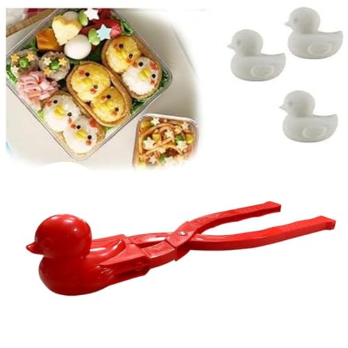 HoGeGe Enten-Reisform, Reis Ente Form, Reiskugelform, Tierformen Sushi-Form, Snowball Maker Spielzeug, Duck Snowball Maker Clip, Kinder Schneeballschlachten (Rot) von HoGeGe