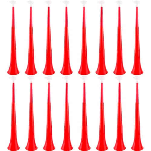 Hoarost Vuvuzela-Hupen, zusammenklappbar, Kunststoff, 61 cm, für Sportveranstaltungen, Abschlussfeiern, Sportspiele, Partygeschenke, Rot, 16 Stück Hoarost Vuvuzela-Hupen, zusammenklappbar, Kunststoff, 61 cm, für Sportveranstaltungen, Abschlussfeiern, Sportspiele, Partygeschenke, Rot, 16 Stück von Hoarost