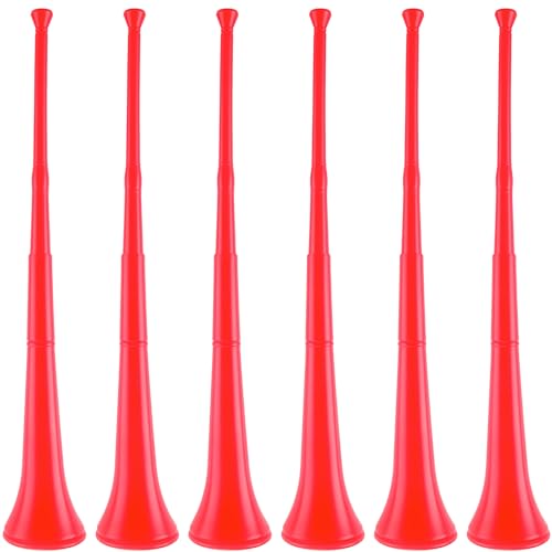 Hoarost Vuvuzela Trompetenhorn aus Kunststoff, zusammenklappbar, für Sportveranstaltungen, Sportveranstaltungen, Abschlussfeiern, Partygeschenke, 6 Stück, 71,1 cm, Rot von Hoarost