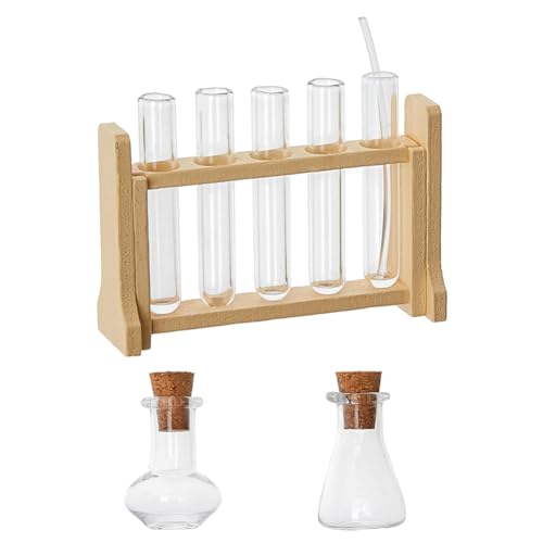 Hobbspring Reagenzglasgestell aus Holz und Glas Mini Haus Glas-Reagenzglas-Set Miniatur Glasröhrchen Winziges Wissenschaftssets für Micro Landscape Experiment Ornament Deko Hobbspring Reagenzglasgestell aus Holz und Glas Mini Haus Glas-Reagenzglas-Set Miniatur Glasröhrchen Winziges Wissenschaftssets für Micro Landscape Experiment Ornament Deko von Hobbspring