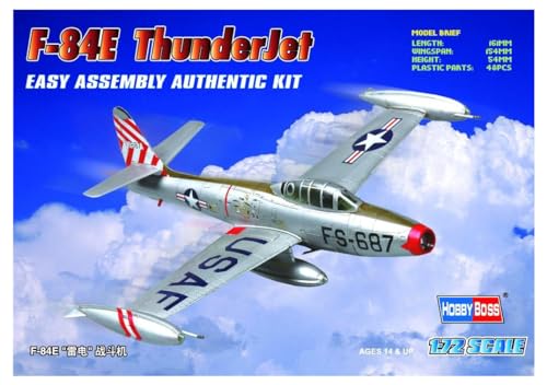 Hobby Boss 80246 Modellbausatz American F-84E 'Thunderjet', Transparent, Grau Hobby Boss 80246 Modellbausatz American F-84E 'Thunderjet', Transparent, Grau von Hobby Boss