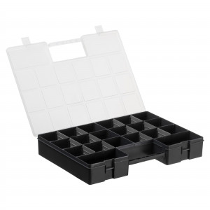 Hobbybox/Kunststoffsbox Deluxe für Perlen/ Knöpfe 8-20 Fächer Schwarz von Hobby Boxes