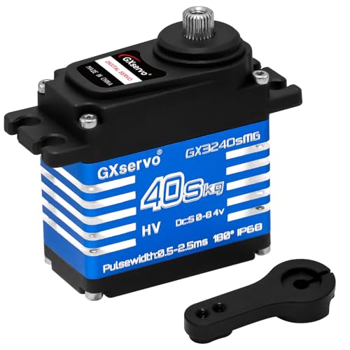 Hobby Fans RC Digital Servo, 40KG High Torque Servo All Waterproof Metal Gear Servo mit 25T Servo Horn für 1/12 1/10 1/8 RC Car RC Crawler Roboterboot, Blau Hobby Fans RC Digital Servo, 40KG High Torque Servo All Waterproof Metal Gear Servo mit 25T Servo Horn für 1/12 1/10 1/8 RC Car RC Crawler Roboterboot, Blau von Hobby Fans