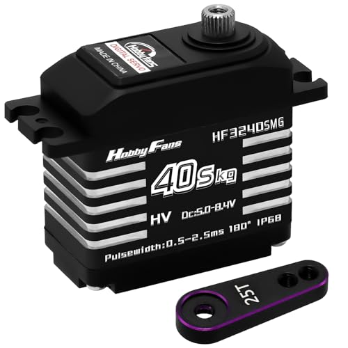 Hobby Fans RC Digital Servo, IP68 Wasserdicht 40KG Metall Getriebe Servo Hohes Drehmoment Servo mit 25T Servo Horn für 1/12 1/10 1/8 RC Auto RC Crawler Roboter Boot von Hobby Fans