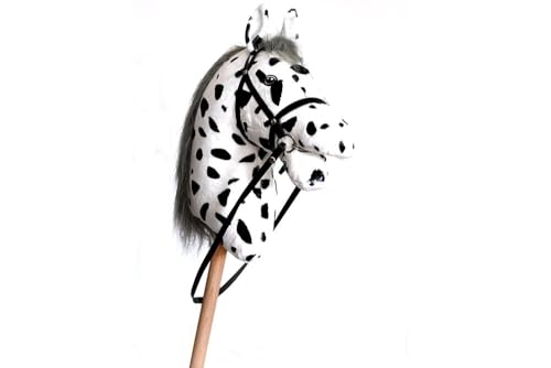 Hobby Horse Appalooza weiß für Hobby Horsing für Kinder ab 5 Jahren - Stabpferd mit Netz, Gebisse und Zügel - Pferdekopf aus Plüsch von Hobby Horse Land