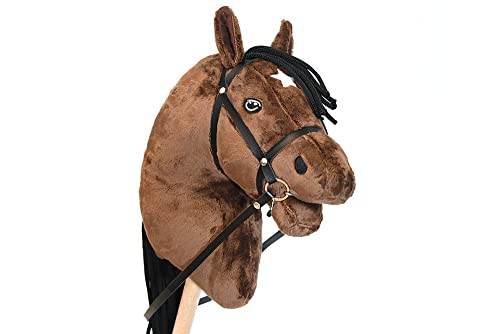 Hobby Horse Braun Bai Rosshaar schwarz mit Netz und Zügeln für Hobby Horsing – Spielzeug Pferd Stick für Kinder und Jugendliche 5 bis 20 Jahre von Hobby Horse Land
