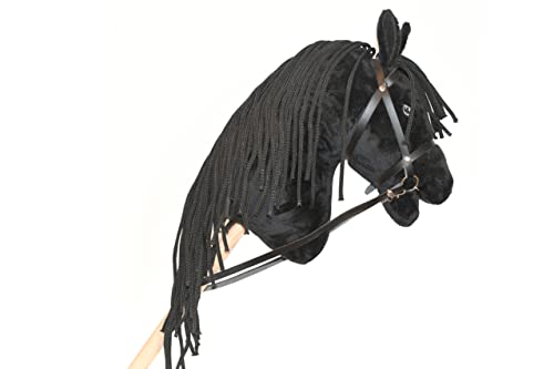Hobby Horse Friese Schwarz mit Netz, Backen und Zügel für Hobby Horsing – Spielzeug Pferd Stab für Kinder und Jugendliche 5 bis 20 Jahre von Hobby Horse Land
