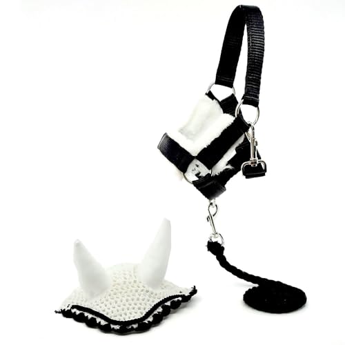Insektenschutzmütze, weiß, mit Halfter, schwarz, mit Führstrick für Hobby Horse und Hobby Horsing Aktivität. Insektenschutzmütze, weiß, mit Halfter, schwarz, mit Führstrick für Hobby Horse und Hobby Horsing Aktivität. von Hobby Horse Land