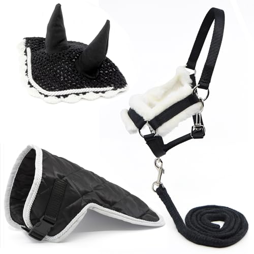 Zubehör-Set Schwarz und Weiß für Hobby Horse und Pferd, Stock, Schwarz mit Führstrick + schwarze Decke + Fliegenmütze, Schwarz Zubehör-Set Schwarz und Weiß für Hobby Horse und Pferd, Stock, Schwarz mit Führstrick + schwarze Decke + Fliegenmütze, Schwarz von Hobby Horse Land