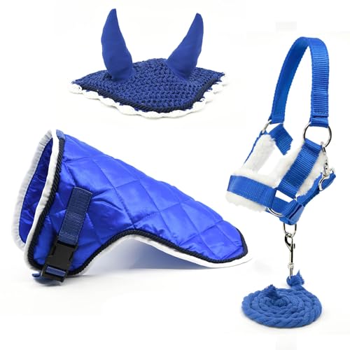 Zubehör-Set für Hobby Horse und Pferd, Stick: Halfter mit Führstrick + Decke + Mückenschutzmütze, Blau, HHL77 Zubehör-Set für Hobby Horse und Pferd, Stick: Halfter mit Führstrick + Decke + Mückenschutzmütze, Blau, HHL77 von Hobby Horse Land