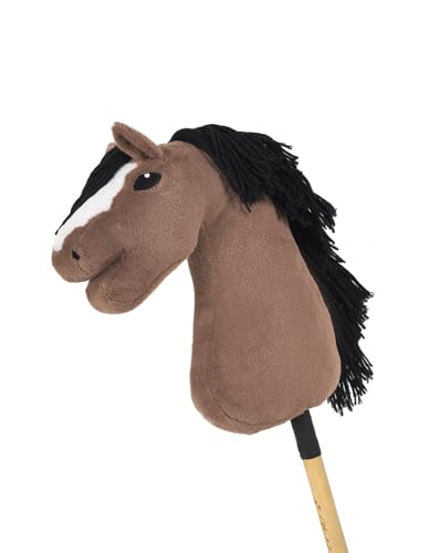 Pferd Hobby Horse Traditionelles Spielzeug, grauer Plüschkopf mit schwarzer Mähne, Holzstock von Hobby Horses