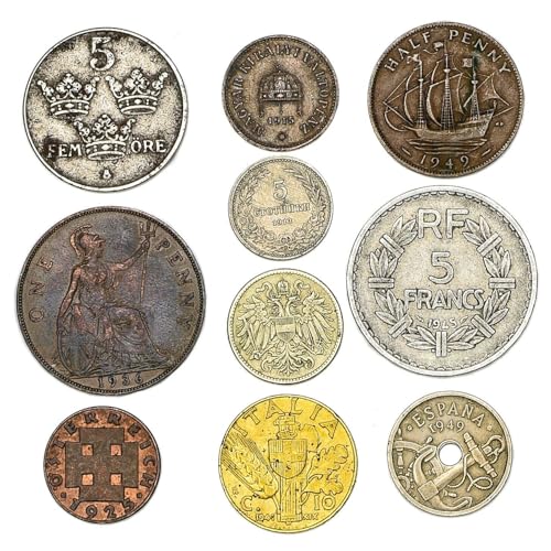 10 European Coins Collection | Up To The 1950s | Old Collectible European Cash Lot | Perfect Choice For Your Coin Bank, Holders And Collection Album von Hobby of Kings