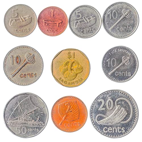 10 Fidschi-Münzen aus Ozeanien | Alte fidschianische Geldmenge | Perfekte Wahl für Ihre Münzbank, Halter und Sammelalbum von Hobby of Kings