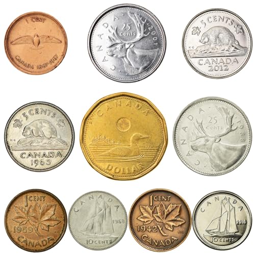 10 Kanada-Münzen aus Nordamerika | Old Collectible Canadian Cash Lot | Perfekte Wahl für Ihre Münzbank, Halter und Sammelalbum von Hobby of Kings