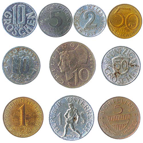 10 Österreichische Münzen 1 Groschen - 1 Schilling Österreich Münzen 1946-2001. Perfekte Wahl Für Ihre Spardose, Münze Inhaber Und Münzenalbum von Hobby of Kings