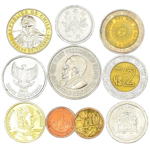 10 Exotische Münzen aus der Welt | Asien | Naher Osten | Afrika | Ozeanien | Südamerika | Sammelmünzen für Ihr Geldalbum, Ihre Bank oder Halter von Hobby of Kings