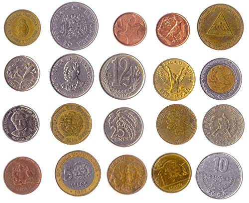 20 Verschiedene Münzen aus Amerika: Latein, Karibik, Zentral, Nord, Süd von Hobby of Kings