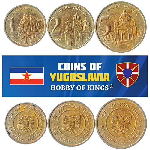 Hobby of Kings 3 Coins from Yugoslavia | Yugoslav Coin Set Collection 1 2 5 Dinara | Circulated 2000-2002 | Yugoslavia National Bank | Gračanica Monastery | Yugoslav Parliament | Two Headed Eagle Hobby of Kings 3 Coins from Yugoslavia | Yugoslav Coin Set Collection 1 2 5 Dinara | Circulated 2000-2002 | Yugoslavia National Bank | Gračanica Monastery | Yugoslav Parliament | Two Headed Eagle von Hobby of Kings