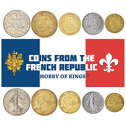 5 Frankreich-Münzen aus Europa | Altes französisches Sammelgeld | Perfekte Wahl für Ihre Münzbank, Halter und Sammelalbum von Hobby of Kings