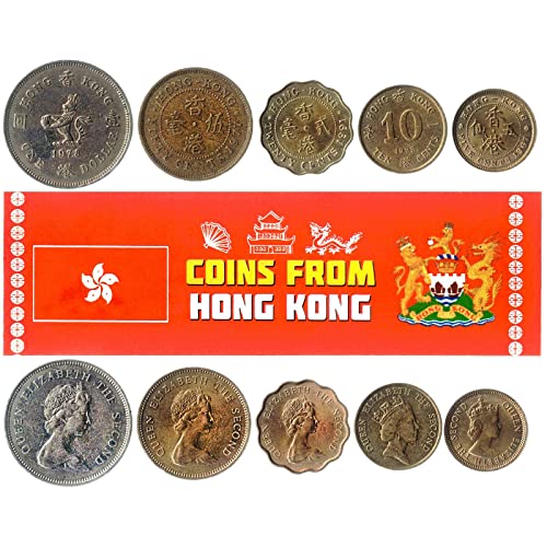 5 Hongkong Münzen aus Asien | Altes Sammlerstück Hongkonger Cash Lot | Perfekte Wahl für Ihre Münzbank, Halter und Sammelalbum von Hobby of Kings