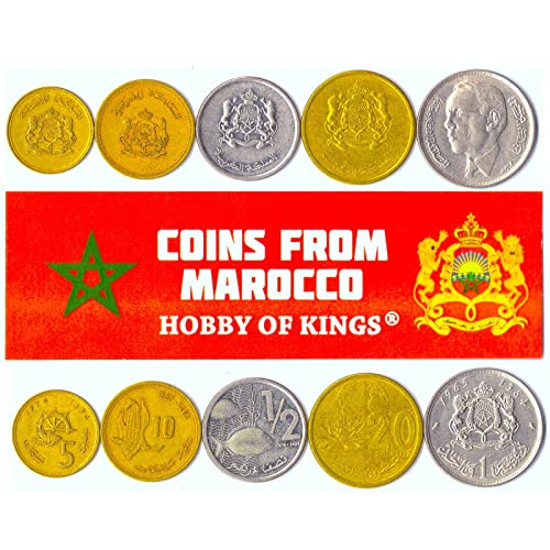 5 Marokko Münzen aus Afrika | Altes marokkanisches Sammelgeld | Perfekte Wahl für Ihre Münzbank, Halter und Sammelalbum von Hobby of Kings