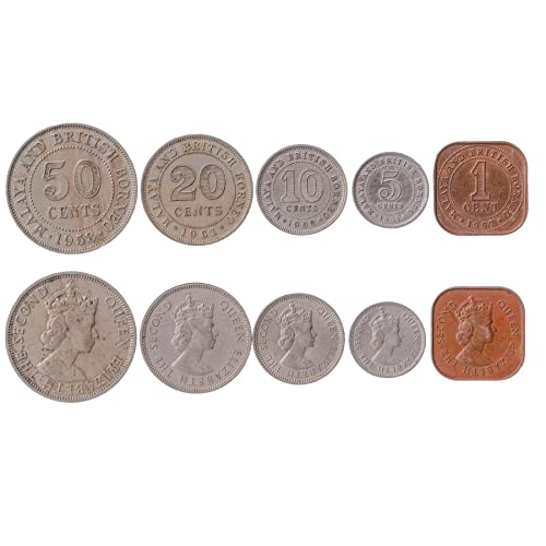 5 Münzen aus Malaya und British Borneo (Malaysia) | Malaya und British Borneo Coin Set Collection 1 5 10 20 50 Cent | Umlauf 1976 - 1980 | Elizabeth II von Hobby of Kings