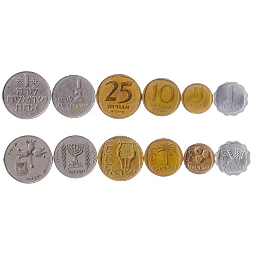 6 Coins from Israel | Israeli Coin Set Collection 1 5 10 25 Agorot ½ 1 Lira | Circulated 1960 - 1980 | Pomegranates | Palm Tree | Lyre | Star | Olive Branches | Hanukkiyah | Barley Ears 6 Coins from Israel | Israeli Coin Set Collection 1 5 10 25 Agorot ½ 1 Lira | Circulated 1960 - 1980 | Pomegranates | Palm Tree | Lyre | Star | Olive Branches | Hanukkiyah | Barley Ears von Hobby of Kings
