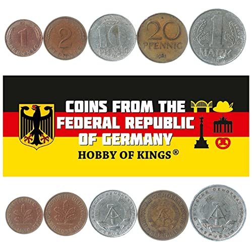 Deutschland 5 gemischte Münzen | 1 Pfennig bis 1 Mark | Deutsche Währung seit 1948 von Hobby of Kings
