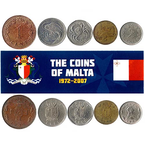 Die Republik Malta 5 gemischte Münzen | 2 Mils - 50 Cent | Maltesische Währung seit 1972 von Hobby of Kings