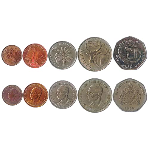 Gambia 5 gemischte Münzen | 1 Butut zu 1 Dalasi | Gambische Währung seit 1971 Gambia 5 gemischte Münzen | 1 Butut zu 1 Dalasi | Gambische Währung seit 1971 von Hobby of Kings
