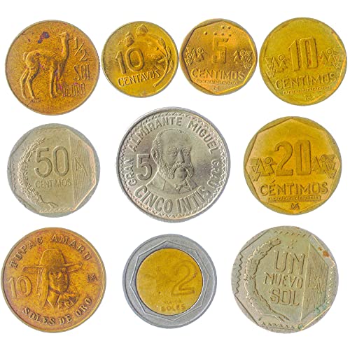 10 Peru Münzen Aus Südamerika Alt Sammlerstück Peruanischen Münzen Viel Céntimos Sohlen. Perfekte Wahl Für Ihre Spardose, Münze Inhaber Und Münzenalbum von Hobby of Kings