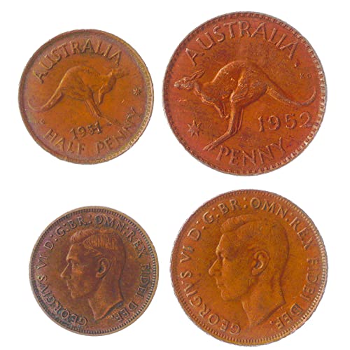 Hobby of Kings 2 Coins from Australia | Australian Coin Set Collection ½ 1 Penny | Circulated 1938 - 1952 | Kangaroo | George VI Hobby of Kings 2 Coins from Australia | Australian Coin Set Collection ½ 1 Penny | Circulated 1938 - 1952 | Kangaroo | George VI von Hobby of Kings