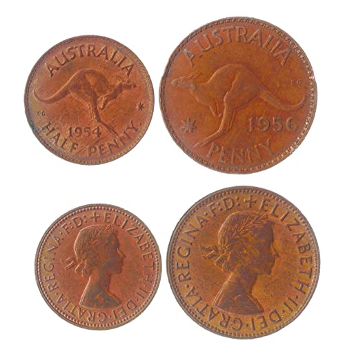 Hobby of Kings 2 Coins from Australia | Australian Coin Set Collection ½ 1 Penny | Circulated 1953 - 1964 | Kangaroo | Elizabeth II Hobby of Kings 2 Coins from Australia | Australian Coin Set Collection ½ 1 Penny | Circulated 1953 - 1964 | Kangaroo | Elizabeth II von Hobby of Kings