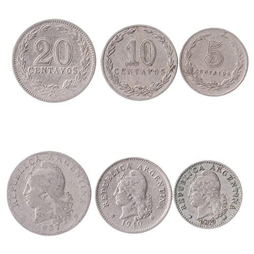 Hobby of Kings 3 Coins from Argentina | Argentine Coin Set Collection 5 10 20 Centavos | Circulated 1896 - 1942 | Marianne | Phrygian Cap von Hobby of Kings