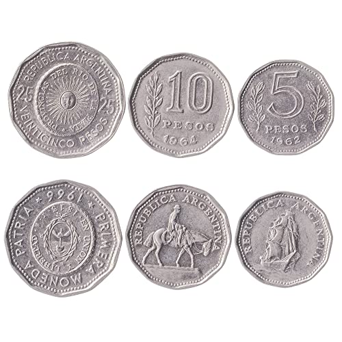 Hobby of Kings 3 Coins from Argentina | Argentine Coin Set Collection 5 10 25 Pesos | Circulated 1961 - 1968 | EL Resero | Ship | Sol de Mayo Hobby of Kings 3 Coins from Argentina | Argentine Coin Set Collection 5 10 25 Pesos | Circulated 1961 - 1968 | EL Resero | Ship | Sol de Mayo von Hobby of Kings