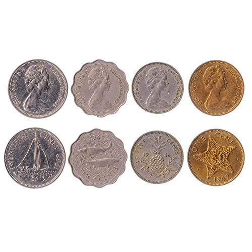 Hobby of Kings 4 Coins from The Bahamas | Bahamian Coin Set Collection 1 5 10 25 Cents | Circulated 1966 - 1970 | Bonefish | Elizabeth II | Bahamian Sailboat | Pineapple Hobby of Kings 4 Coins from The Bahamas | Bahamian Coin Set Collection 1 5 10 25 Cents | Circulated 1966 - 1970 | Bonefish | Elizabeth II | Bahamian Sailboat | Pineapple von Hobby of Kings