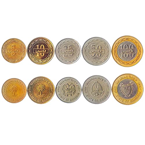 Hobby of Kings 5 Coins from Bahrain | Bahraini Coin Set Collection 5 10 25 50 100 Fils | Circulated 1991 - 2001 | Palm Tree | Dhow Hobby of Kings 5 Coins from Bahrain | Bahraini Coin Set Collection 5 10 25 50 100 Fils | Circulated 1991 - 2001 | Palm Tree | Dhow von Hobby of Kings
