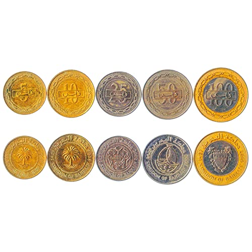 Hobby of Kings 5 Coins from Bahrain | Bahraini Coin Set Collection 5 10 25 50 100 Fils | Circulated 2002 - 2008 | Palm Tree | Dhow Hobby of Kings 5 Coins from Bahrain | Bahraini Coin Set Collection 5 10 25 50 100 Fils | Circulated 2002 - 2008 | Palm Tree | Dhow von Hobby of Kings
