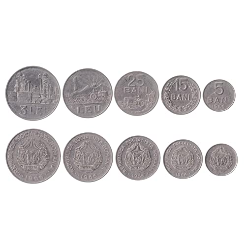 Hobby of Kings 5 Coins from Romania | Romanian Coin Set Collection 5 15 25 Bani 1 3 Lei | Circulated 1966 | Olive Leave | Tractor | Mountain | Sun Hobby of Kings 5 Coins from Romania | Romanian Coin Set Collection 5 15 25 Bani 1 3 Lei | Circulated 1966 | Olive Leave | Tractor | Mountain | Sun von Hobby of Kings