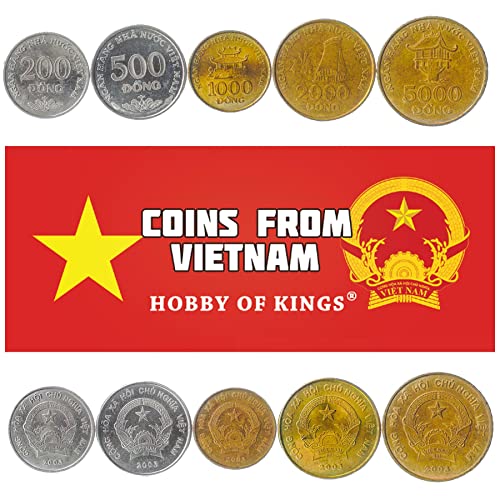 Hobby of Kings 5 Coins from Vietnam | Vietnamese Coin Set Collection 200 500 1000 2000 5000 Đồng | Circulated 2003 | Stilt House | Pagoda Hobby of Kings 5 Coins from Vietnam | Vietnamese Coin Set Collection 200 500 1000 2000 5000 Đồng | Circulated 2003 | Stilt House | Pagoda von Hobby of Kings